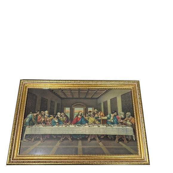 Vtg Last Supper Licensed Enhanced Print Illinois Moulding USA 22.5x14.5” Framed - Picture 1 of 11